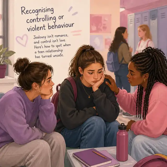 Editorial illustration for the Recognising controlling or violent behaviour guide