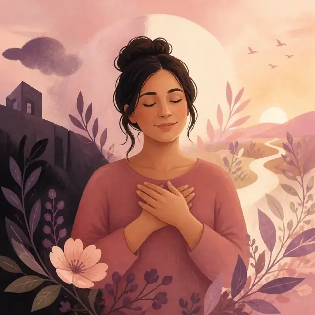Editorial illustration for the Surviving and healing after domestic violence guide
