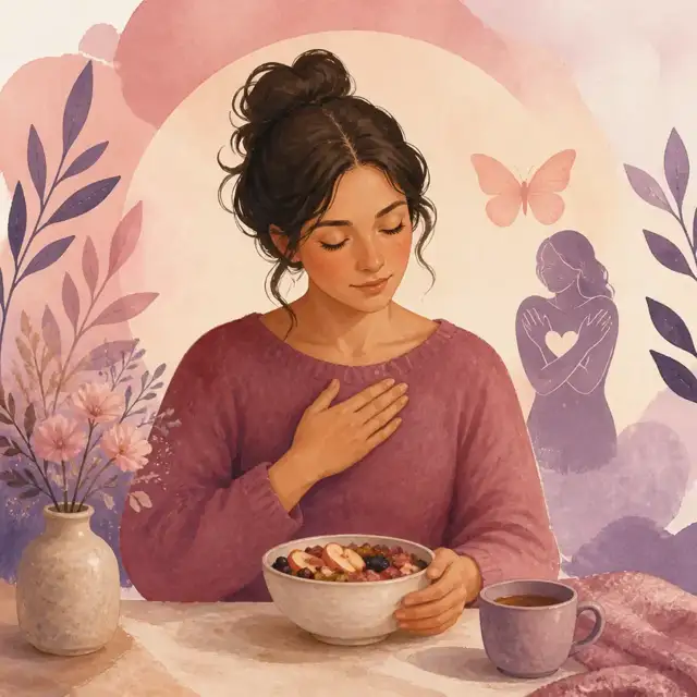 Editorial illustration for the If your relationship with food feels really hard guide