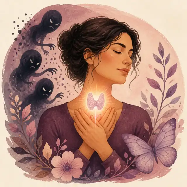 Editorial illustration for the Hashimoto's: when your immune system turns on your thyroid guide