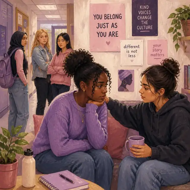 Editorial illustration for the Dealing with racism, and looking after yourself through it guide